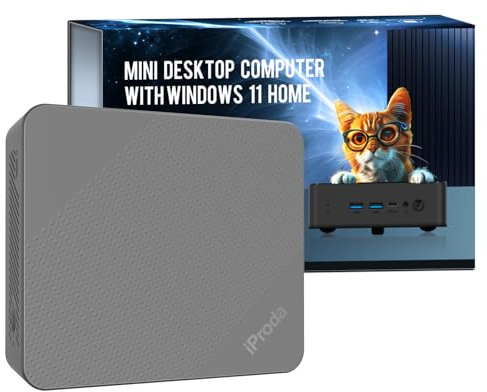 iProda Mini-PC 12. Generation Alder Lake N100 Prozessor (bis zu 3,4 GHz), 8 GB DDR4, Windows 11 Home Mini-Computer mit 256 GB SATA SSD 4K Dual Display Micro-PC WiFi6/Bluetooth 5.0/USB3.2 (Grau)