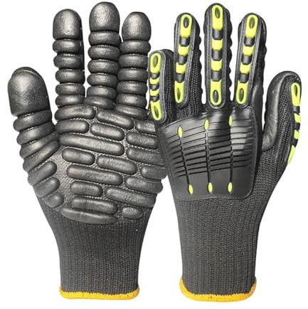 Generico Guanti di sicurezza antivibrazione professionali - 5 livelli di resistenza agli urti, agli impatti e presa antiscivolo for attività minerarie e di perforazione