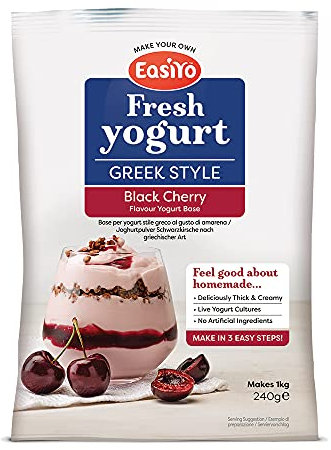 Easiyo Greek Style Black Cherry Flavoured Yogurt Sachet 240g Makes 1 Litre Home Made Yoghurt Homemade