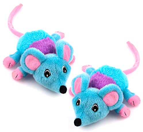 CHIWAVA 2 Pack 5.9 Inch Removable Catnip Plush Cat Toys Mice with Bell Large Mouse Activity Toy
