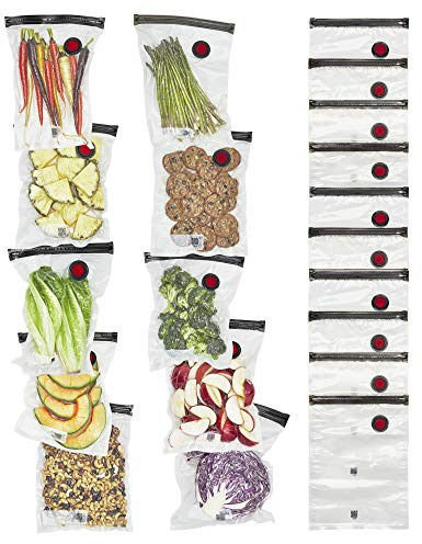 ZWILLING Fresh & Save Set 20-pc Vacuum Sealer Bags, 1 Gallon, Reusable Food Storage Bags for Meal Prep, Snacks, Sous Vide, 15x11.2x5.7'', Dishwasher Safe, Medium, Clear