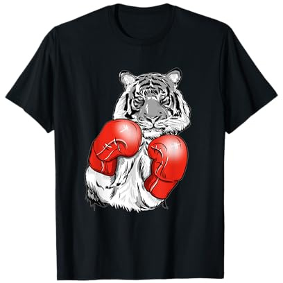 Divertente Boxe Tigre con Guanti Rossi Bambini Adulti Maglietta