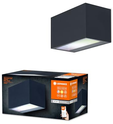 LEDVANCE SMART+ WI-FI WIDE BRICK RGB 14,5cm- dimmbare LED Wandleuchte dunkelgrau mit hochwertigem Aluminium-Gehäuse, rechteckig, RGB-Farbsteuerung, 14W, 3000 Kelvin warmweiß, 600 Lumen, IP44