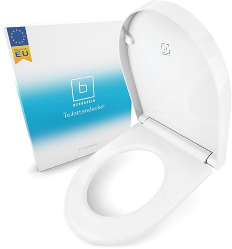 Benkstein® Toilettendeckel mit Absenkautomatik D-Form weiß – antibakterieller WC Sitz – Quick-Release zur einfachen Reinigung – einfache Montage – Urea-Duroplast – abnehmbar – bis 150 kg belastbar
