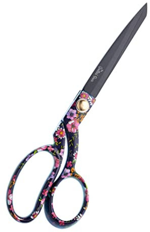 The Quilted Bear Fabric Scissors - 8.5 (21.5cm) Titanium Precision Blade Sharp Heavy Duty Sewing Scissors for Sewing for Fabric, Crafting & Quilting with Multiple Designs Available (Floral Print)