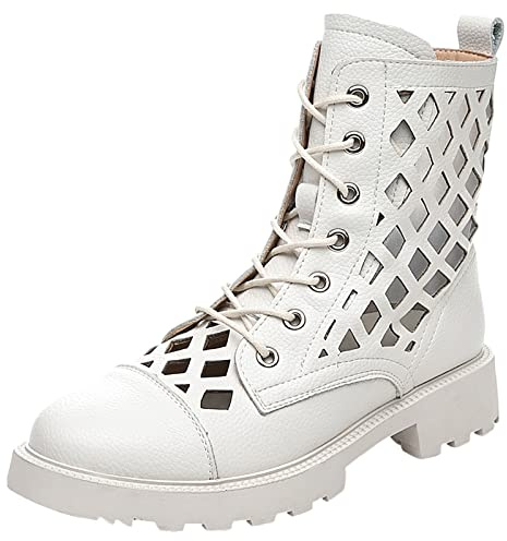 Jamron Donna Scavati Piatto Booties Sandali Estate Autunno Caviglia Stivali Romani Beige SN070212 EU40