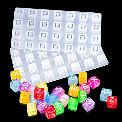 FineInno 2 Stück Gießform Buchstabe Brief UV Silikonform Expoditharz Alphabet DIY Beton, Art Resin Gießharz Schlüsselanhänger Schmuck Ornamente