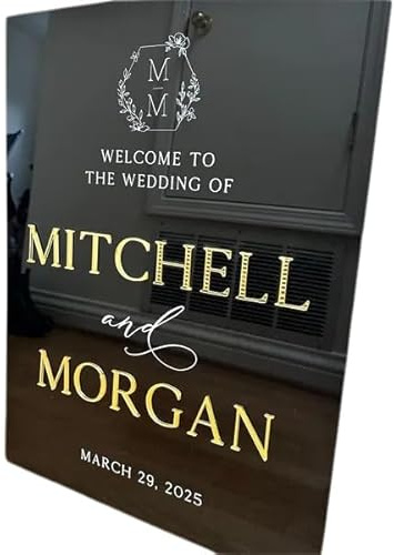 Panneau de bienvenue de mariage, Panneau de bienvenue de mariage en acrylique, Panneau de Bienvenue Porte d'entrée, Pour restaurant, entreprise ou mariage (40X60cm, Frosted and Gold)