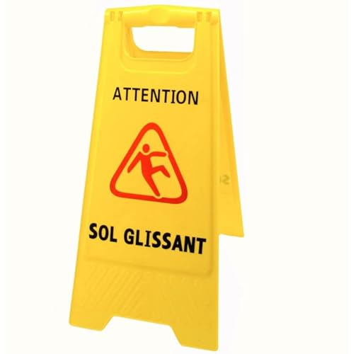 Panneau ATTENTION SOL GLISSANT de couleur jaune - Dimensions 600x300 mm