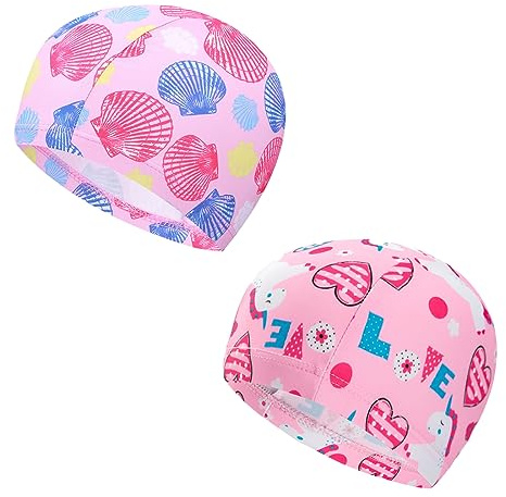 JOCXZI Bonnets de Bain,2 Bonnets de Bain pour garçons et Filles de 1 à 8 Ans, Coton Doux et Confortable, adaptés aux Cheveux Longs et Courts