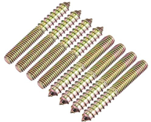 sourcing map 3/8-16x3 Hanger Bolts, 8pcs Double Ended Screws Wood Dowel Screw for Furniture