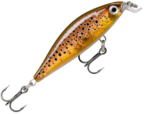 Rapala X-Light Minnow 5 cm 4g - Wobbler, Hardbait, Twitch Bait, Minnow para pesca de róbalo, cebo duro para pesca giratoria, color: trucha marrón vivo