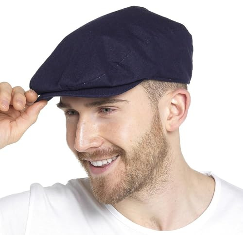 A2Z Mens Flat Cap Newsboy Ivy Hat - Flat Cap AZ228 Blue Check M/L