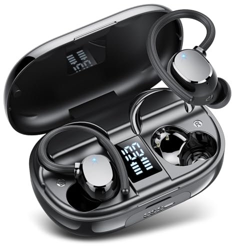 Auriculares Inalambricos, Auriculares Bluetooth 5.3 HiFi Estéreo Deportivos con 4 ENC Cancelacion Ruido HD Microfono, 128H Cascos Inalambricos Bluetooth LED Pantalla,IP7 Impermeable para Running Sport
