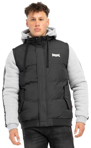 Lonsdale London Dowpot Hombre Chaqueta Universitaria jaspeado negro/gris L 100% poliéster