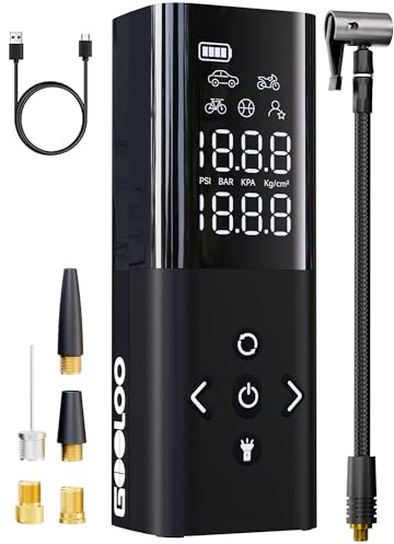 GOOLOO AP150 Tire Inflator Portable Air Compressor, 2X Faster 150PSI Cordless Air Pump for Car Tires with Auto-Shutoff, Portable Tire Pump with Digital Pressure Gauge for Car, Motorcycle,Bike, Ball