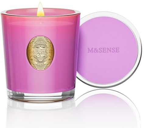 M&SENSE Doftljus i glas lavendel kamomill, 290 g ljus doftljus naturligt sojaljus, färgglada ljusgåvor för kvinnor och män, aromaterapi-ljus för avkoppling, 10,2 oz 55 timmar brinntid