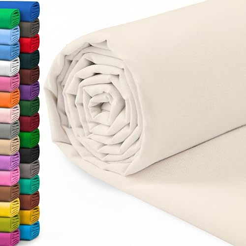 A-Express 100 % bomullstyg - 60 tum 150 cm brett - vanligt bomullstyg per meter - perfekt för quiltning, sömnad, klädtillverkning, gardinfoder, tygkassar, sängkläder, örngott - elfenben 1 meter