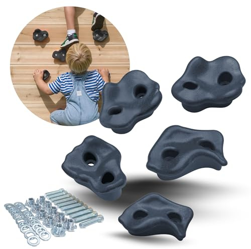 Spielturmking Klettergriffe Anthrazit 5-30 Stück, Klettersteine Kinder, 15
