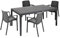 Dmora - Set Salotto da Esterno Tarquinia, Salottino Outdoor e Indoor, Tavolo Rettangolare Fisso con 4 sedie impilabili, Made in Italy, Antracite