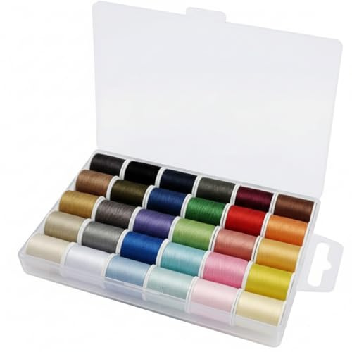 30 Color All Purpose Polyester Sewing Thread Set - 1,350m Total, 45m (50 Yards) Per Roll - Includes Black and White Sewing Threads - Suitable for Hand and Machine Sewing