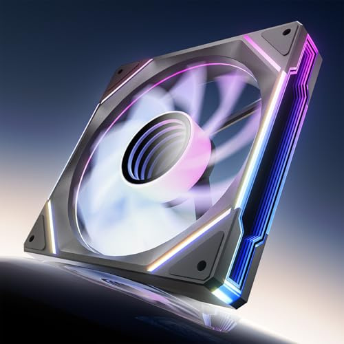 AsiaHorse Ventola RGB per PC da 140MM, Reverse, per Case [HDB] 89,77 CFM/1800 RPM/3,24 MMH2O 5V3PIN ARGB e 12V4PIN PWM, 50.000 ore di durata AMICIMega-A14-R-Nero
