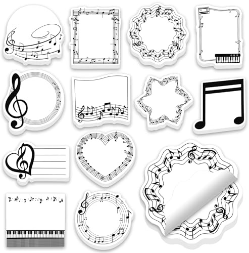 MWOOT 12 Pads 240 Sheets Music Themed Sticky Notes, Self-Adhesive Notepads with Musical Design, Memo Essentials for Students, Teachers, to-Do Lists, Reminders, Choir and Appreciation Gifts