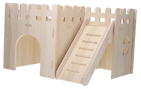 ARTSEWPLY Guinea Pig Wooden Hideout House with Stairs Hamster Wood Cabin for Small Pets Natural Burrowing Nesting Shelter Easy to Clean and Stable Small Animal Resting Playhouse