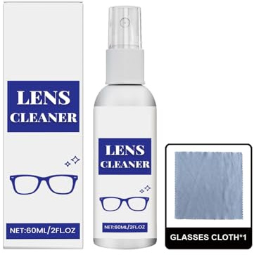 Spray Anti - Rayures Pour Lentilles,Set de Lavage Spécial Pour Lunettes,Nettoyage Rapide des Taches,60 ML Avec Chiffon de Nettoyage