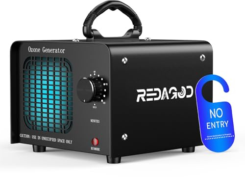 Generador de ozono Redagod 48000 mg/h Purificador de aire, ionizador de aire comercial industrial purificador de aire de ozono eliminador de olores, 0-120 temporizador para oficina dormitorio coches
