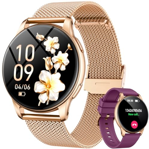 Orologio Smartwatch Donna con Chiamate Bluetooth: 1.32 AMOLED Smart Watch da Cardiofrequenzimetro Pressione Sanguigna Sonno Sport Contapassi Impermeabile IP68 Fitness Watches per Android e IOS