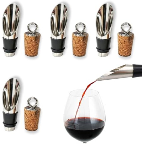 YEMVAR 4x vertedores de botellas corcho, Tapón Dosificador Aceite,boquillas aceite in acero inoxidable, Taper Vertedores Aceite,vertedor dosificador aceite, vino, vinagre, para Bistro, Cocina