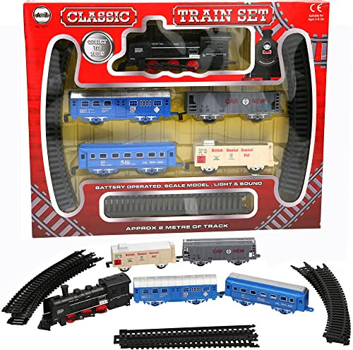 A to Z 1577 Classic Battery Operated Train Set with Light and Sound, 01577, Black