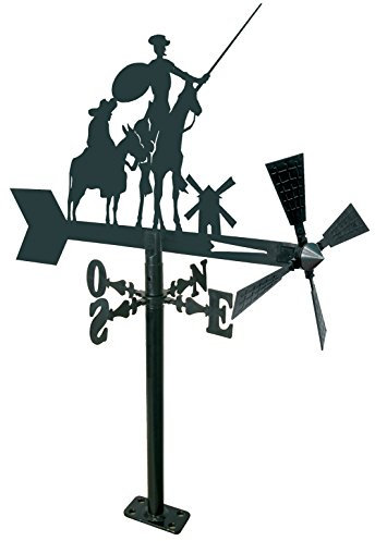 Arthifor- Veleta de Viento para Jardín con Silueta de Quijote,Negro Mate, 48 x 25 x 64 cm (21273)