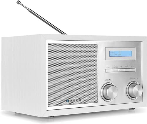 Blaupunkt Nostalgieradio RXD 180 DAB+ mit AUX IN und Bluetooth, UKW PLL Radio mit RDS, 5 Watt RMS LC-Farbdisplay, Küchenradio mit einfacher Bedienung, mit Kopfhöreranschluss, Drehregler, Weiß