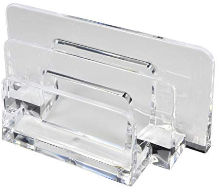 COM.TOP - Briefständer aus Acryl für Papier, Briefe, Umschläge, Bürobedarf, Schreibtischzubehör, transparent, 16,2 x 6,1 x 8 cm