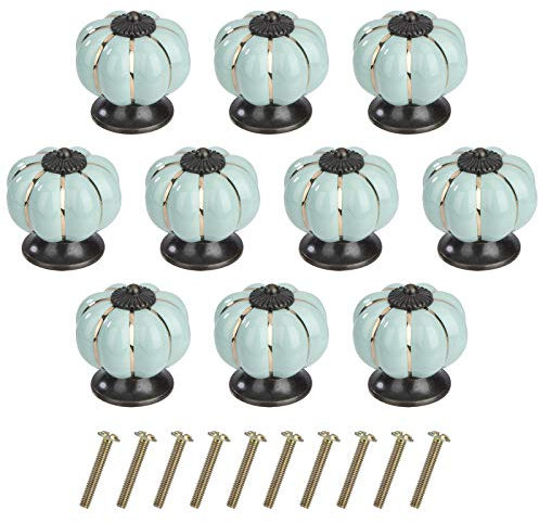 MengH-SHOP Pomolo per Mobile di Zucca Pomelli per Porta Ceramica Maniglia per Armadietto con Viti per Porte Armadietti Cassetti e Guardaroba Accessori Mobili 10 Pezzi Azzurro