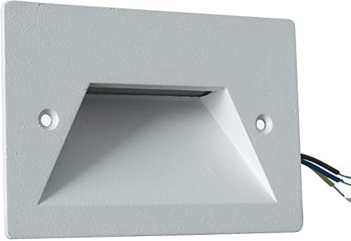 Universo Faretto segnapassi da esterno lampada da muro IP65 LED 3W ad incasso per scatola cassetta 503 scale giardino viale gradini nero bianco o grigio (Bianco - Bianco naturale 4000K)
