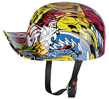 Woljay Woljay Jahrgang Jethelm Motorradhelm Retro Baseball Kappe Halbhelm Männer Frauen für Kreuzer Straße Roller Moped - DOT Certified (Painting,XXL)