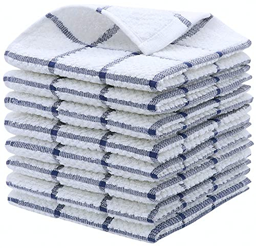 PPAXL Cotton Dish Towels for Kitchen, Dish Rags, 12 x 12 Inches, 8pc, Blue