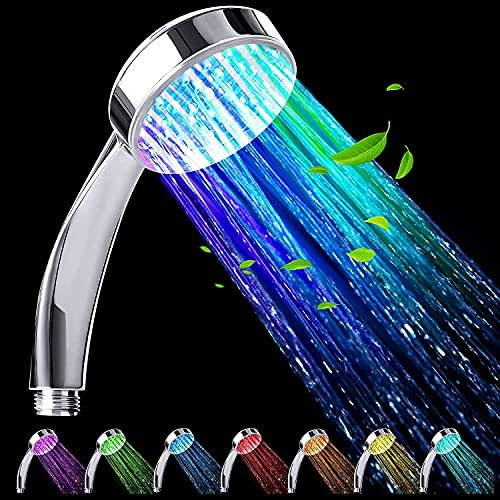 JINYOMFLY LED Duschkopf mit Farbwechsel, Duschkopf mit Lichter, LED Handbrause 7 Farben Licht Automatische, Duschbrause LED Farbwechsel, Wassersparend Handbrause Dusche LED
