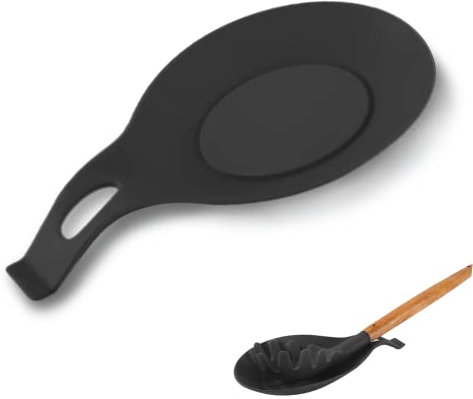 Porta Cucchiaio, Porta Cucchiaio Silicone, Poggia Cucchiaio, Porta Cucchiaio Cucina, Supporto per Cucchiaio, per Cucina Casa Ristorante, Conservare Utensili da Cucina (Nero)