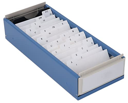 OKJHFD Porte-Cartes De Visite, Boîte De Cartes De Visite Extensible à Index A à Z avec Couvercle Transparent, Stockage Jusqu'à 800 Cartes, Organisateur De Porte-fichiers(Bleu)