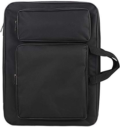 Zeichentasche A3 Transporttasche 8K Zeichenmappe mit Griff Schultergurt Rucksack Kinder Kunstmappe für Zeichentafel Skizzenbuch Transportmappe Malerei Zeichenplatte Tragetasche Outdoor Schwarz