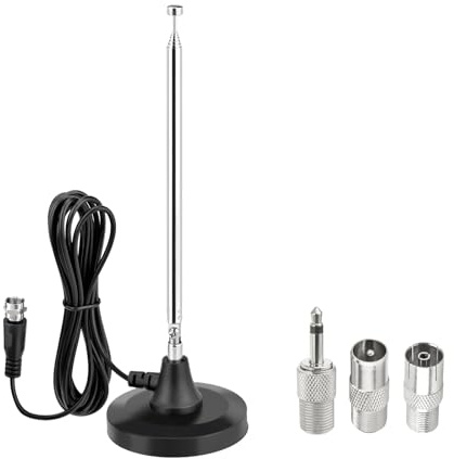 SUPERBAT Stark magnetisk bas bärbar teleskop FM-radioantenn | 3 m förlängningskabel för Yamaha Marantz Pioneer Onkyo Sherwood FM Radio Tuner AV-ljud Bluetooth hemmabio stereomottagare