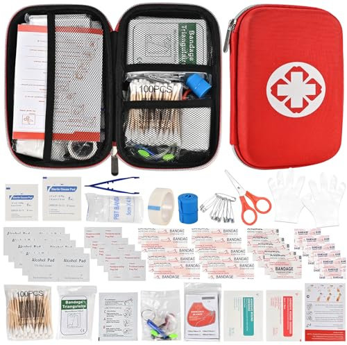 Herboom Erste Hilfe Set, 177-Teilige Überlebens Kompakt Kit Kasten für Reisen, Auto, Zuhause, Camping, Arbeit, Wandern, Erste Hilfe Set Outdoor, Erste Hilfe Set Fahrrad