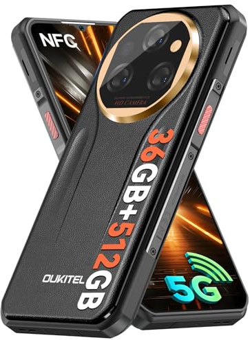 OUKITEL WP39PRO Rugged Smartphone 5G 2025, 36GB+512GB/2TB Telefono Indistruttibile, 11000mAh Rugged Phone, 64MP Antiurto Telefono,6.6 FHD+ Smartphone Android 14, Dual SIM/Fingerprint/NFC/Face ID,Nero