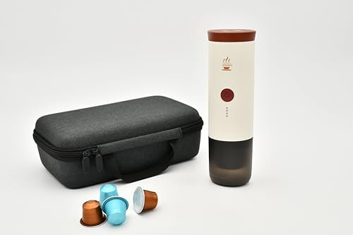 WoWnita Cafetera portátil Cafetera Superautomática café molido y de Cápsulas NS portátil autocalentadora Regalo Ideal para Amantes del Café Máquina de Café Eléctrica Cafetera Mini (Blanco)