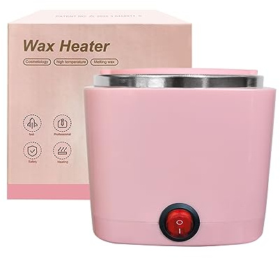 Mini calentador de cera depilatoria mujer, maquina cera caliente depilación profesional con recipiente de silicona de 200ml (rosa, cuadrado)