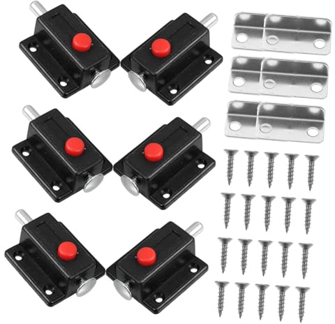 MAGICLULU Accesorios De Herrajes Para Muebles Pestillo De Plástico Pestillo De Botón Resortes Para Cerraduras 6 Unidades